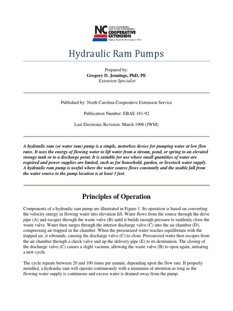 Hydraulic Ram Pump Guide | PDF | Pump | Pipe (Fluid Conveyance)
