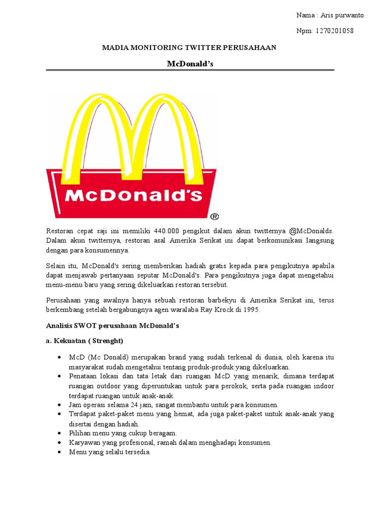 Analisa Strategi Bisnis Mcd