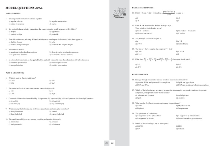 SRMJEEE Model Question Paper | PDF