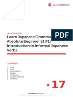17. Absolute Beginner #17 - Introduction to Informal Japanese Verbs - Lesson Notes