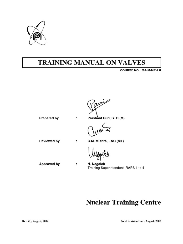 Valves Training Manual | PDF | Valve | Pipe (Fluid Conveyance)