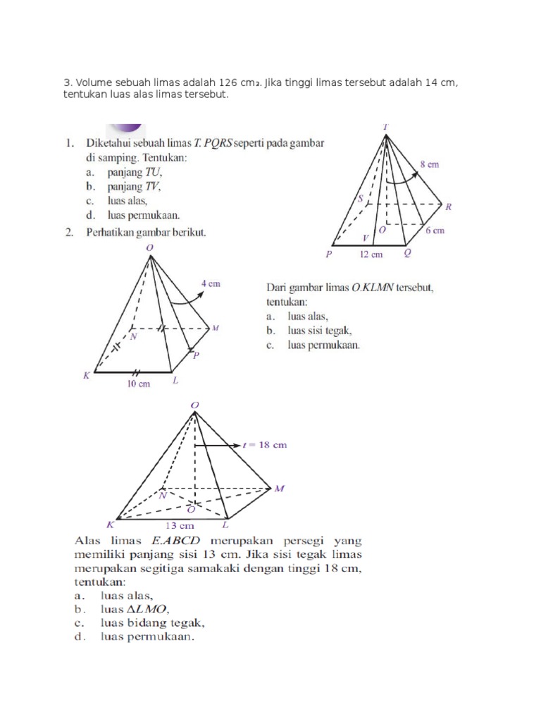 Contoh Soal Luas Permukaan Limas Segitiga Sama Sisi