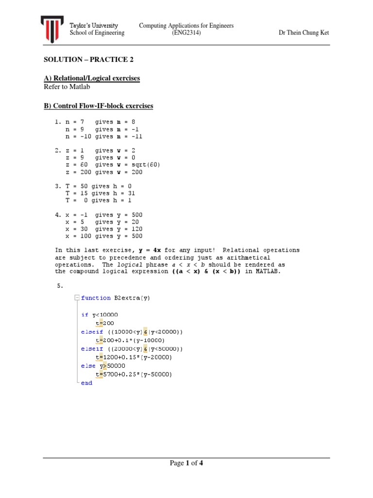 MATLAB Exercises for Engineering Students | PDF | Technology & Engineering