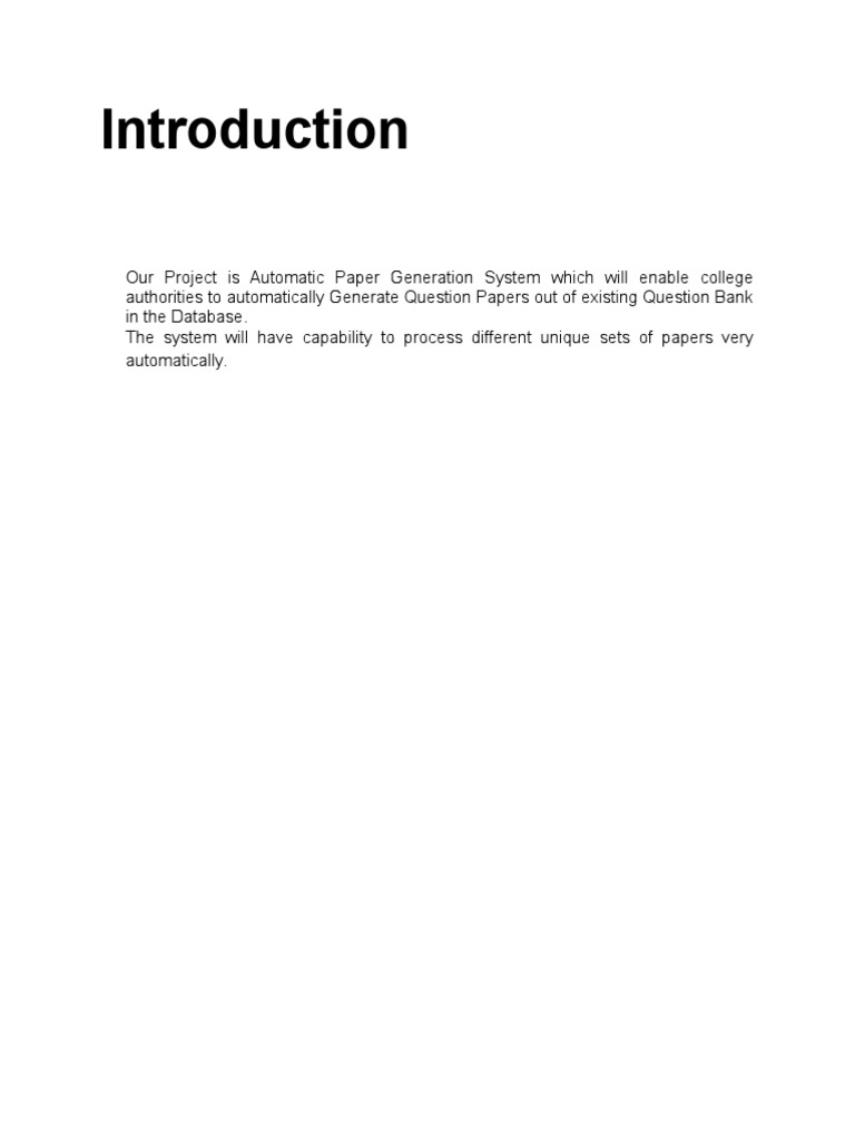 Automatic Question Paper Generation System | PDF | Web Server ...