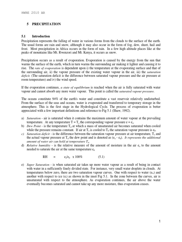 Chapter 5 Precipitation | PDF | Precipitation | Rain