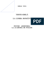 1teste Grilă La Limba Romană Pentru Academia de Poliţie