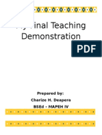 My Final Teaching Demonstration: Prepared By: Charize H. Deapera Bsed - Mapeh Iv