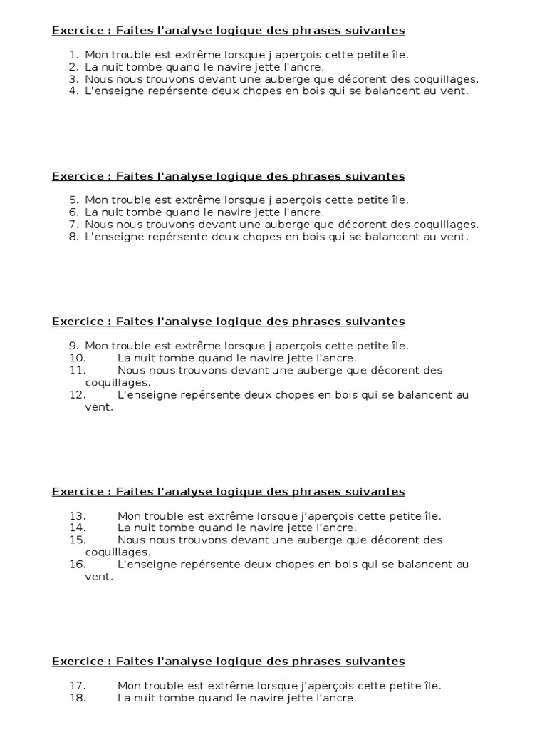 Les Expansions Du Nom Exercices Corrigés 5ème Pdf 5ème - Analyse Logique - Exercice D'application Facile | PDF