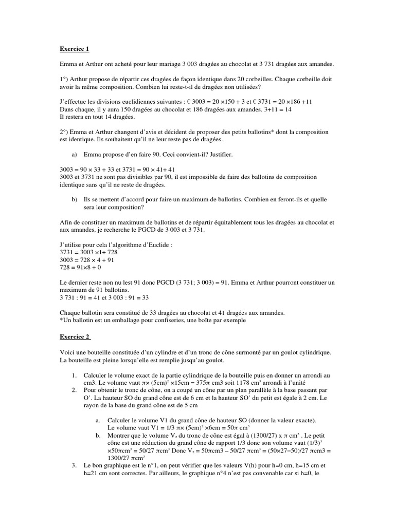 Dm De Maths 3ème Correction 2021 DM Maths 3ème | PDF | Euclide | Géométrie euclidienne