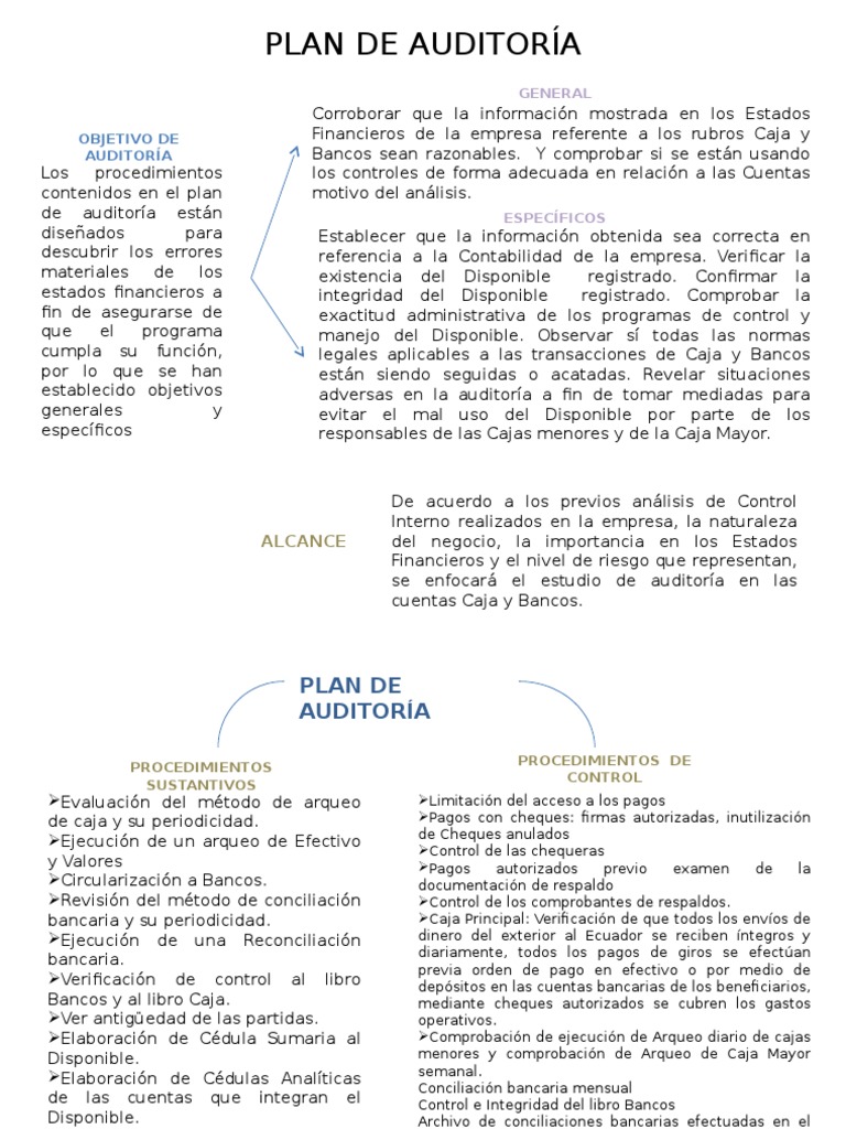 Plan de Auditoría Disponible | PDF | Auditoría financiera | Efectivo