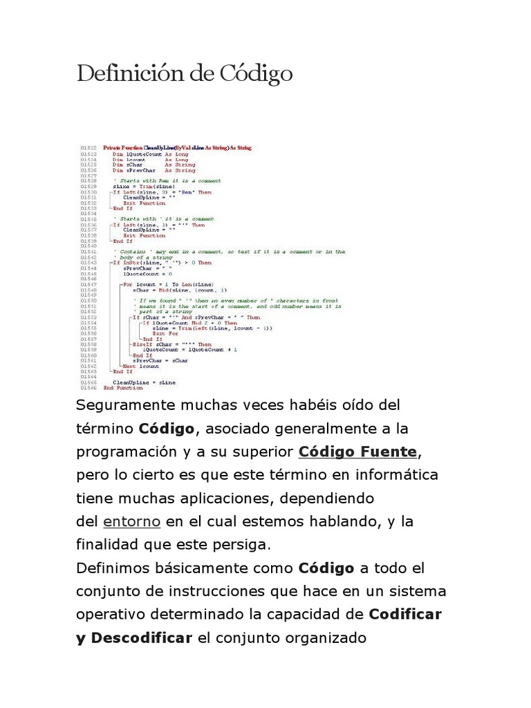 Definición y Tipos de Código | PDF | Lenguaje de programación | Ascii