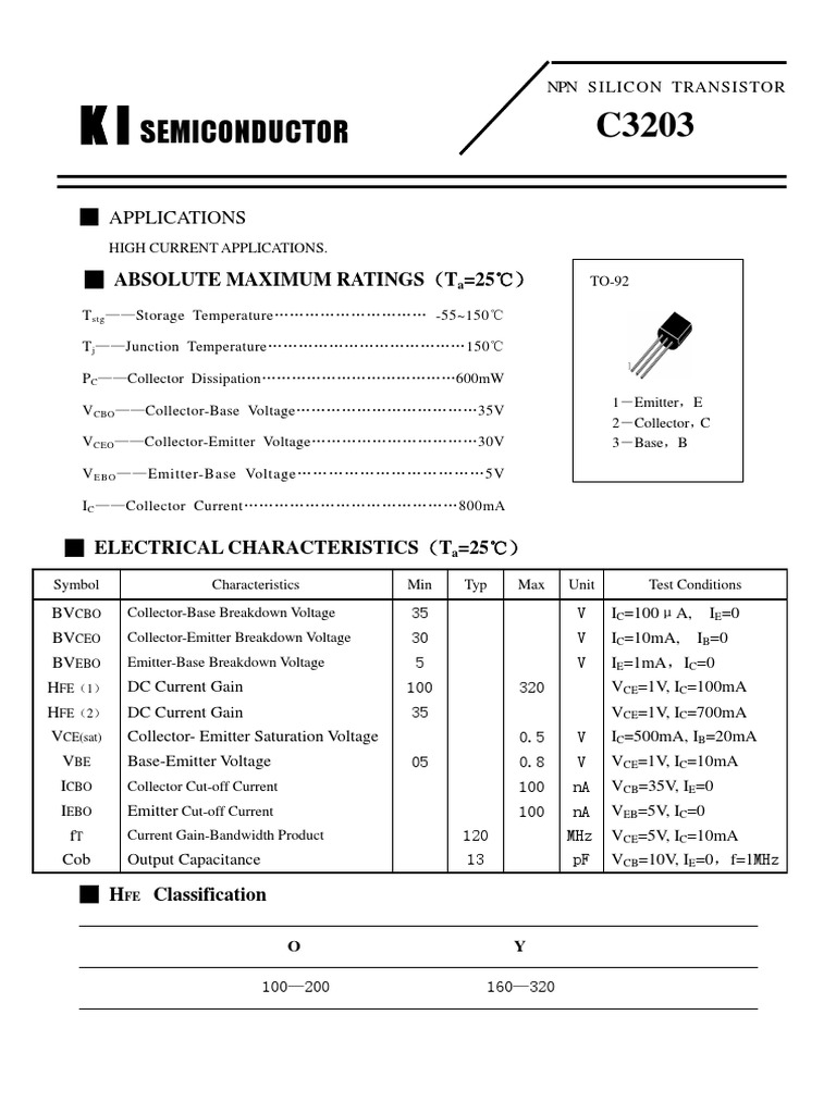 NPN Silcon Transistor C3203 | PDF | Science & Mathematics | Computers