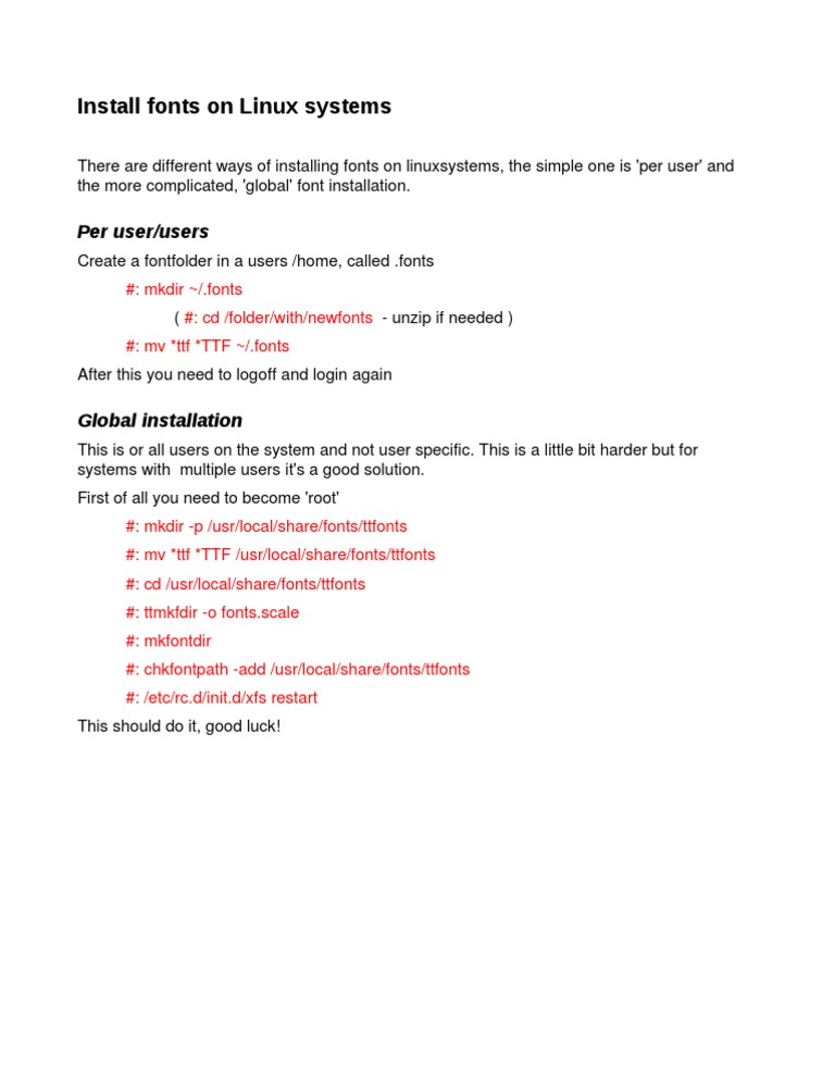 Installing Fonts on Linux Systems | PDF