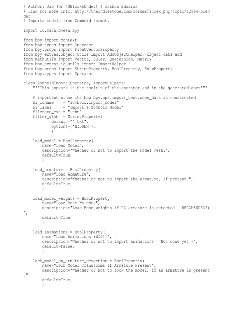 Script Importacion Project Zomboid Modelos Blender | PDF | Array Data ...