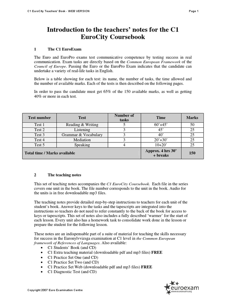 Euro C1 Teachers Book | PDF | Multiple Choice | Test (Assessment)