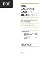 Job Description and Job Analysis Report