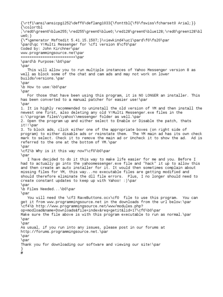 Y!Multi Messenger v8 Manual Patcher | PDF | Operating System Families ...