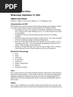 95712C Lecture Notes Wednesday, September 15, 2004: Objects and Classes