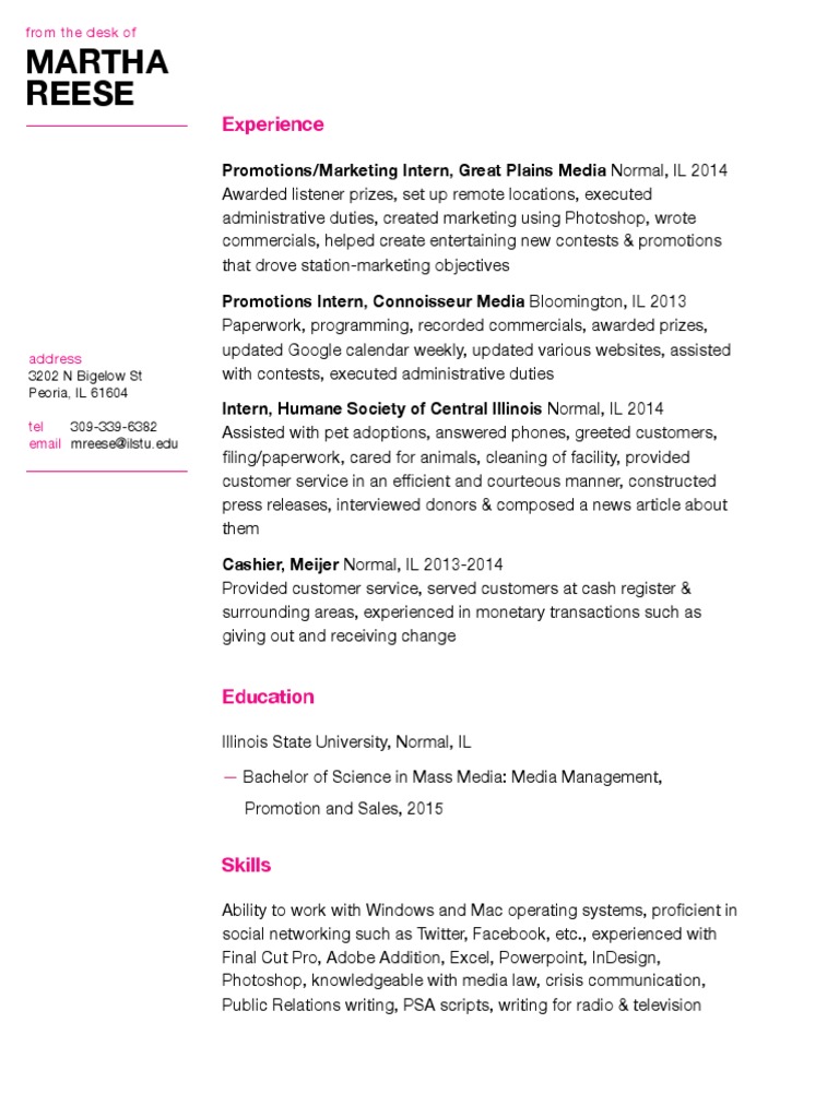 Marketing and Media Internship Experience | PDF