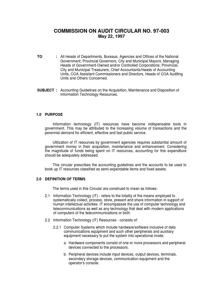 COA C97003Revised Estimated Useful Life in Computing Depreciation