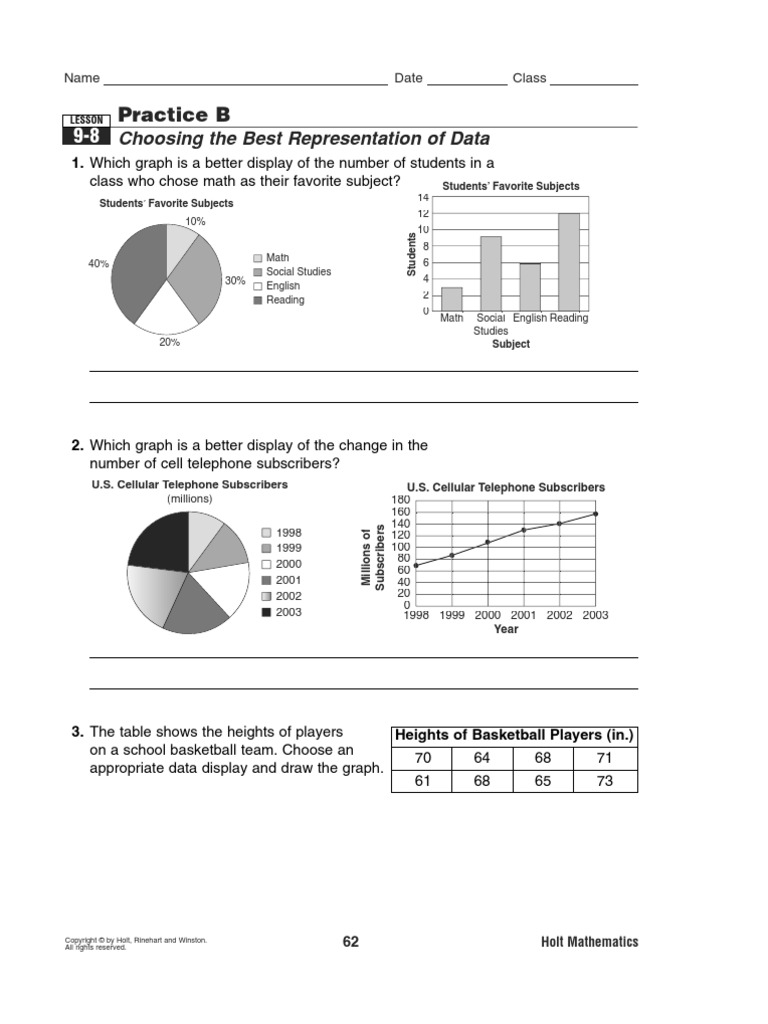 9-8 Choosing The Best Representation of Data | PDF | Correlation And ...