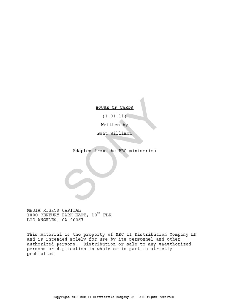 House of Cards Pilot PDF