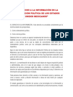 Resumen: El Derecho A La Información en La Constitución Política de Los Estados Unidos Mexicanos