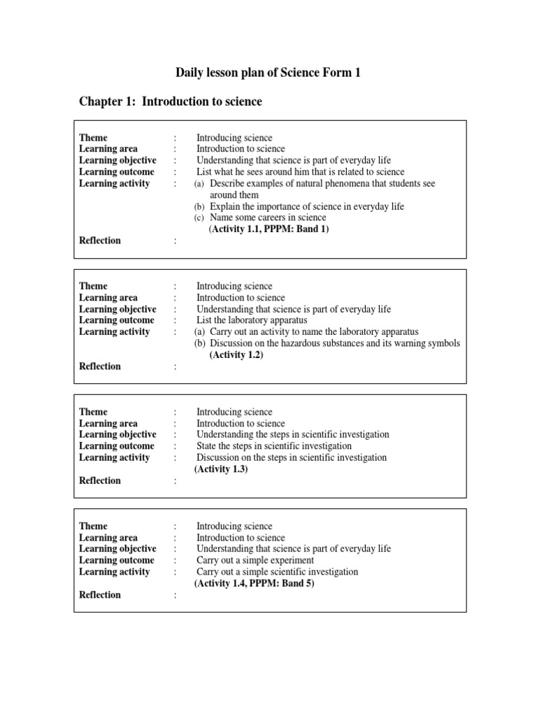 Science Lesson Plan for Form 1 | PDF | Heat Transfer | Breathing