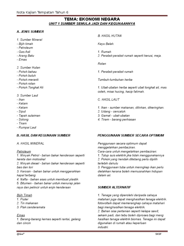 Nota KT THN 6 Unit 1  PDF