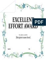 excellent effort award