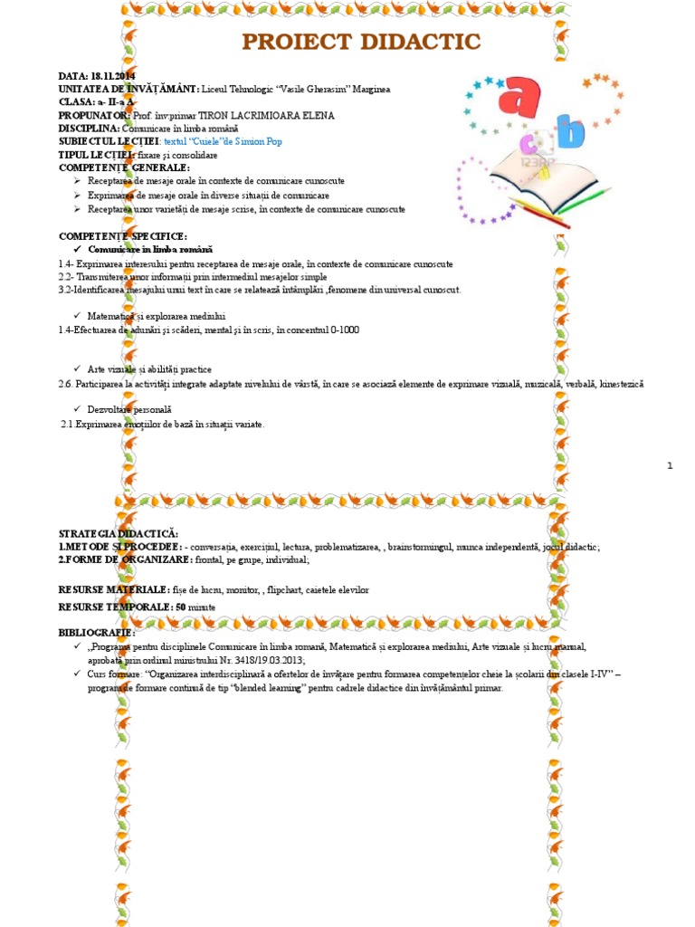 Proiect Didactic Cerc