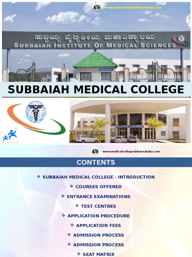 Subbaiah Medical College Overview | PDF | University And College ...