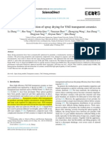 Systematic Optimization of Spray Drying For YAG Transparent Ceramics 2015 Journal of The European Ceramic Society