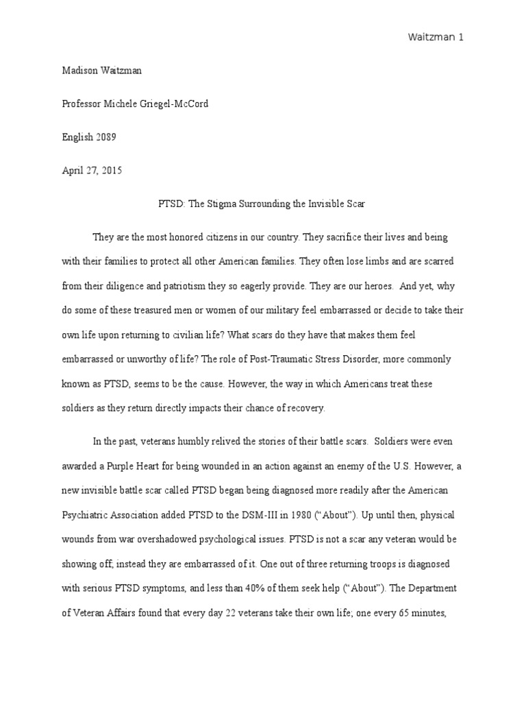 Final Complete PTSD Paper Psychological Trauma Posttraumatic Stress