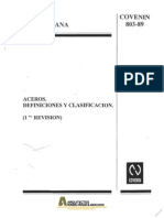 COVENIN 0803-1989 Aceros Definiciones Clasificaciones
