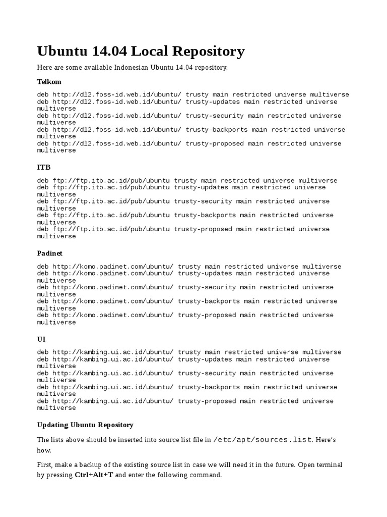 Ubuntu 14.04 Local Repository | PDF | Ubuntu (Operating System) | Free ...