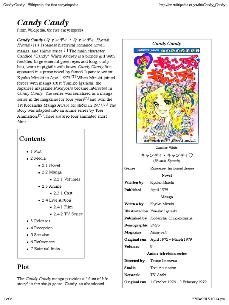 Candy Candy Wikipedia The Free Encyclopedia Japanese Literature Anime