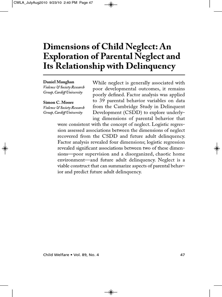 Dimensions of Child Neglect An Exploration of Parental Neglect and Its