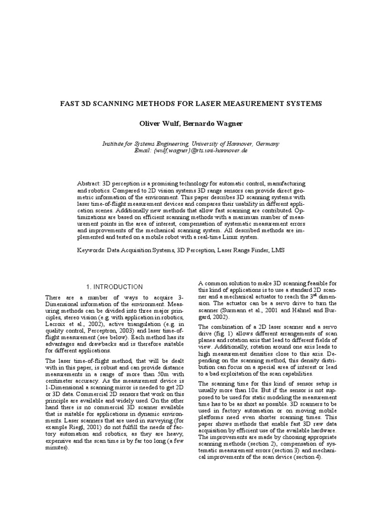Fast 3D Scanning Techniques for Laser Systems | PDF | Computers