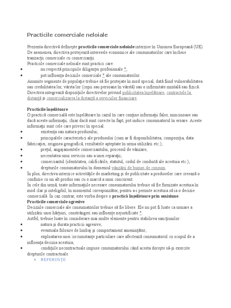 Practicile Comerciale Neloiale | PDF