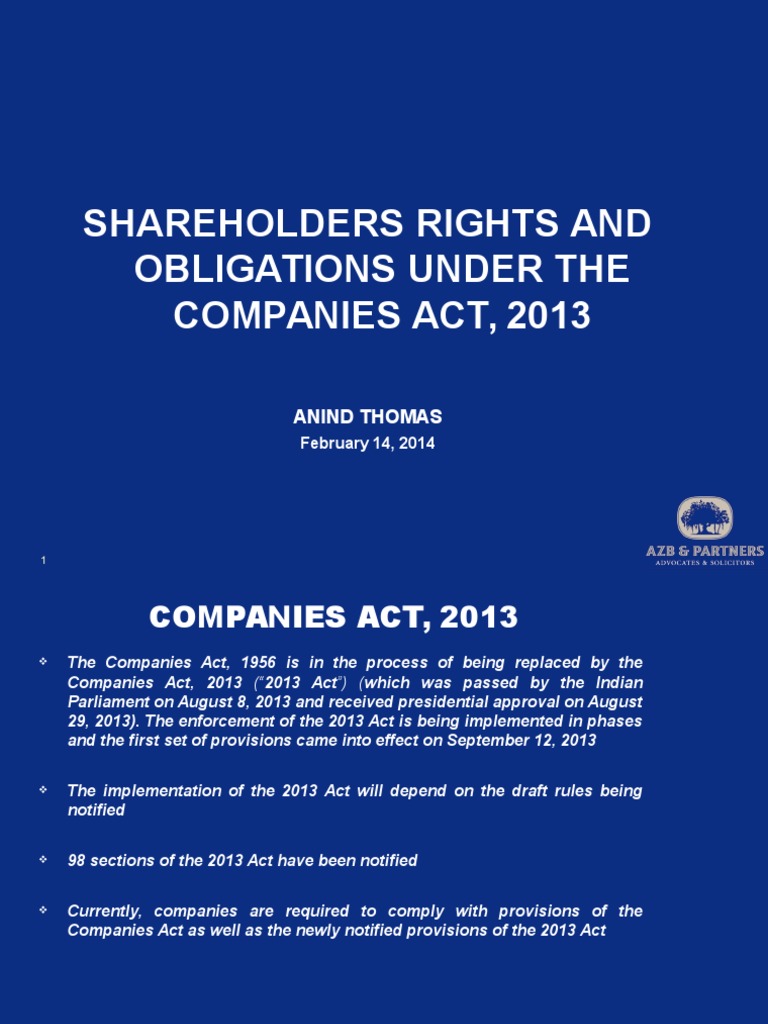 Shareholders' Rights Under Companies Act | PDF | Insider Trading | Stocks