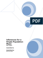 Inferences For A Single Population Mean: Term Report