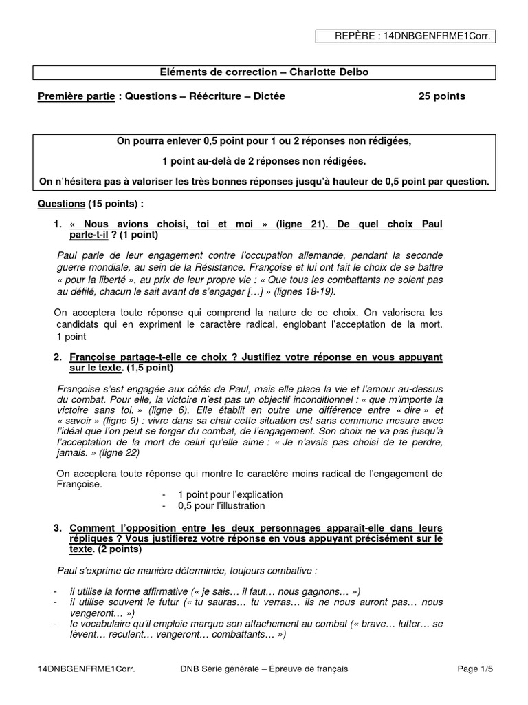 Sujet Brevet Français Poésie Engagée Corrigé Corrige BREVET-COLLEGE Francais 2014 | PDF | Langue française | Langues