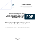 2012 Torres Operaciones de Seriación y Clasificación en Niños de 5 Años de Instituciones Educativas Estatales y Privadas Callao