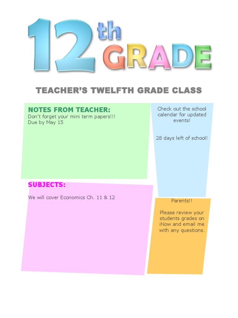 12th Grade Newsletter Template | PDF