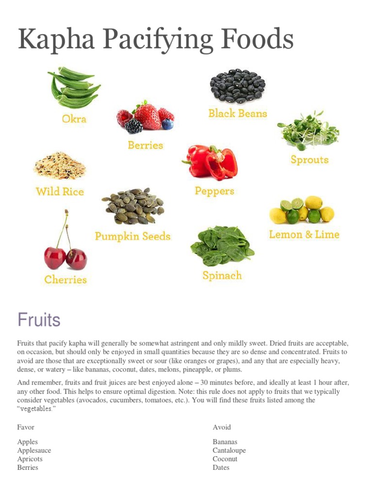 Kapha Pacifying Foods Fruit Cereals
