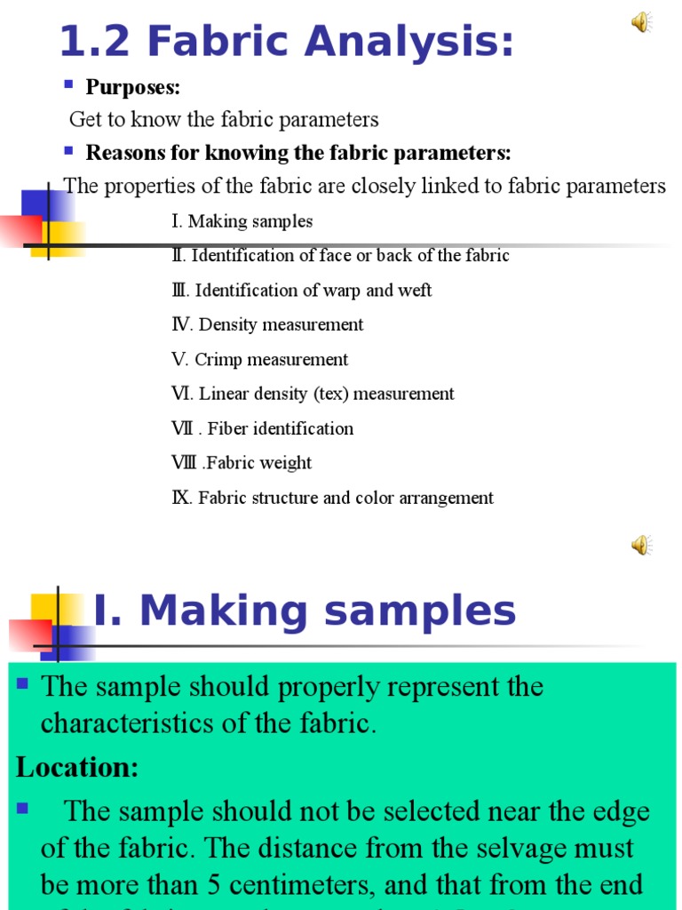 Fabric Analysis Techniques and Parameters | PDF | Yarn | Textiles