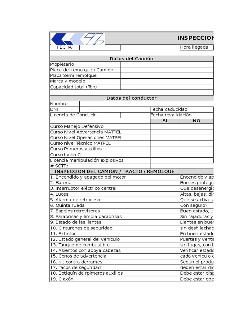 Check List Transporte Carga _ Jebicorp Sac