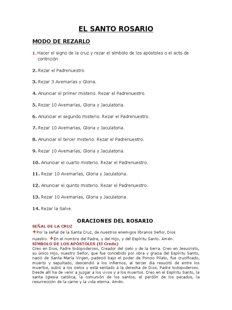 Modo de Rezar el Santo Rosario | PDF | María, madre de Jesús | orador ...