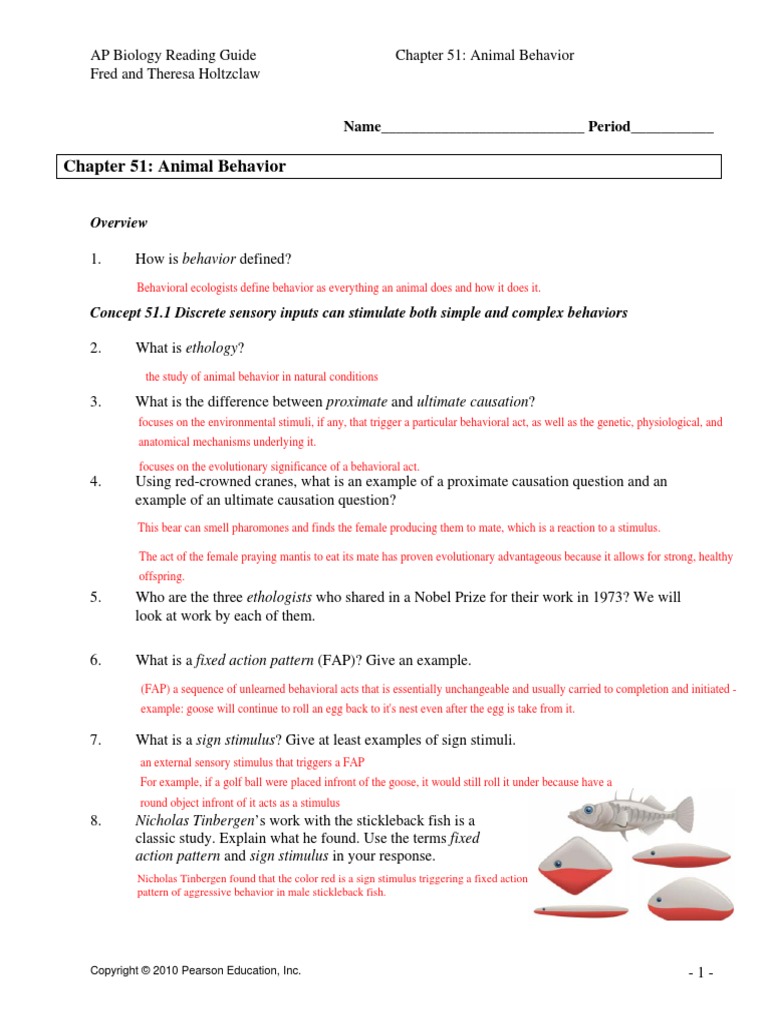 Ap Biology Chaper 51 Reading Guide Ethology Sexual Selection